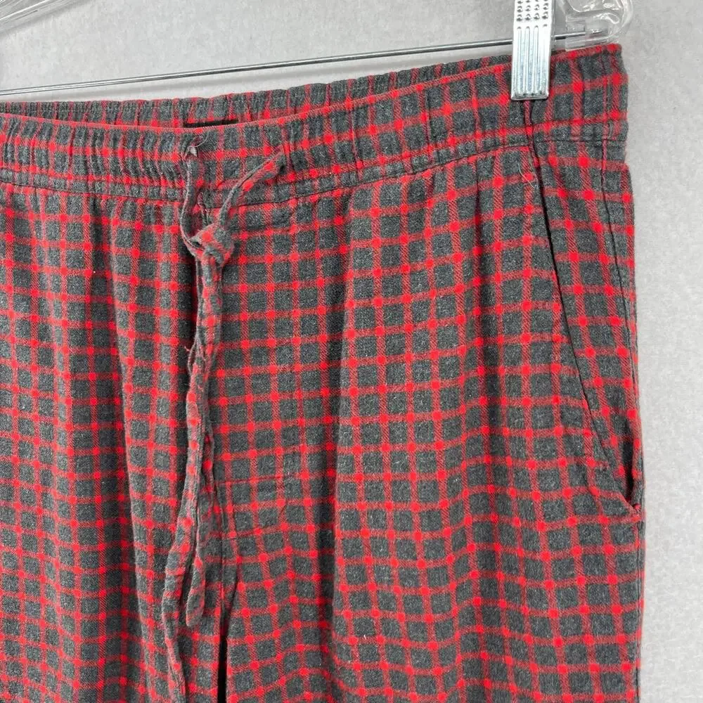 J.CREW Pajama Pants Mens M Flannel Check Lounge PJ Drawstring Cotton Gray